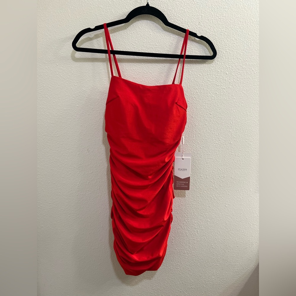 NWT stacees red mini dress